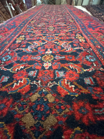 Antique Persian Malayer Runner, 3'1" x 16'6", in blue, gold, navy and red - photo 4