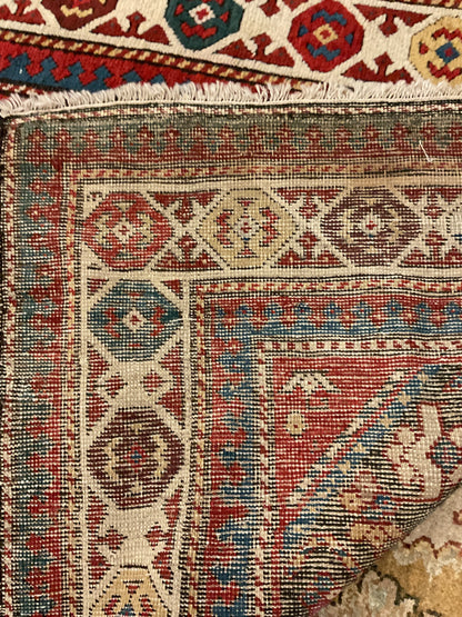 Antique Russian Kazak Runner, 2'11" x 7'10", in blue, ivory, navy and red - photo 3