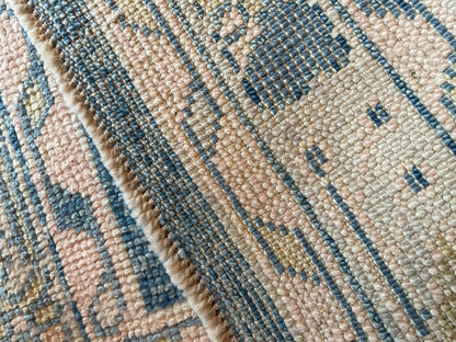Turkish Oushak Runner, 2'9" x 11'9", in blue, gold, ivory and peach - photo 4