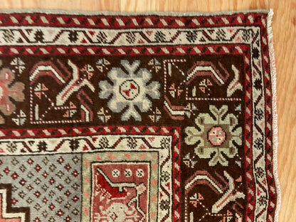 Vintage Turkish Anatolian Rug, 3'4" x 5', in brown, grey, ivory and red - photo 2