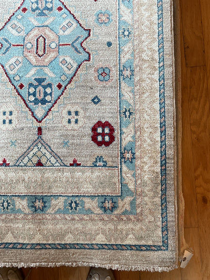 Pakistani Peshawar Runner, 2'6" x 14'3", in baby blue, beige, ivory and red - photo 3
