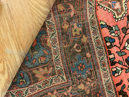 Antique Persian Sarouk Farahan Rug, 4'7" x 6'7", in brown, ivory, salmon and teal - photo 3