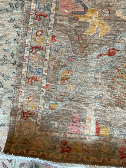 Afghan Peshawar Runner, 4'3" x 10', in brown, gold, grey and pink - photo 4