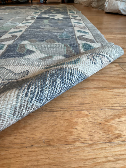 Turkish Oushak Rug, 9'4" x 11'8", in charcoal, grey, ivory and teal - photo 2