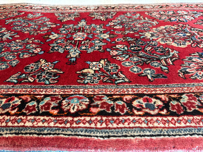 Vintage Persian Sarouk Runner, 2'9" x 12'5", in black, ivory, navy and red - photo 2
