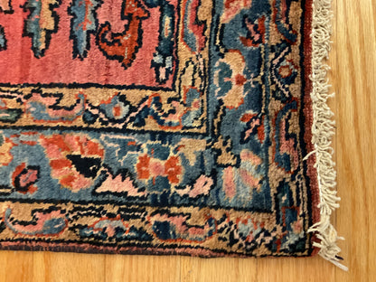 Antique Persian Lilian Rug, 3'5" x 4'10", in blue, navy, red and rose - photo 3