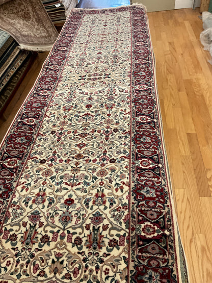 Sino Yazd Runner, 2'7" x 9', in burgundy, ivory, navy and pink - photo 4