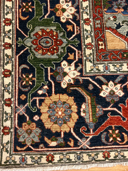Pakistani Serapi Rug, 12' x 17'8", in blue, ivory, navy and rust - photo 2