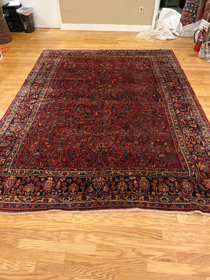 Antique Persian Sarouk Rug, 8'8" x 11'5", in blue, gold, ivory and navy - photo 6