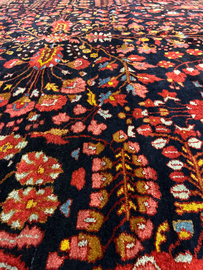 Antique Persian Mehraban Rug, 12'6" x 25', in navy, pink and red - photo 6