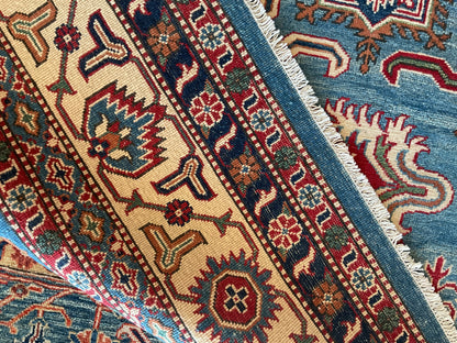 Pakistani Kazak Rug, 9'10" x 13'10", in blue, ivory, navy and red - photo 4