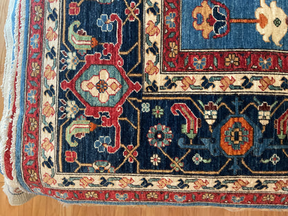 Afghan Serapi Rug, 10'1" x 13'10", in blue, navy, orange and red - photo 3