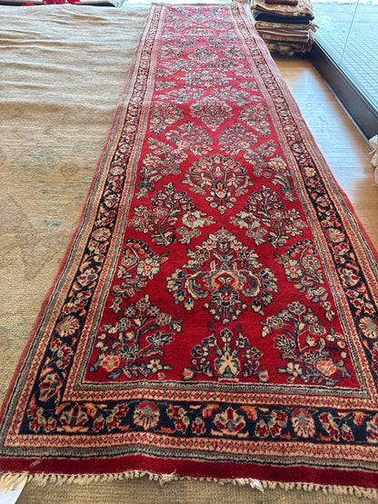 Vintage Persian Sarouk Runner, 2'9" x 12'5", in black, ivory, navy and red - photo 5