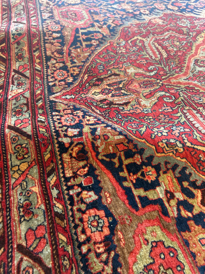 Antique Persian Bidjar Rug, 4'7" x 6'2", in baby blue, ivory, navy and red - photo 5