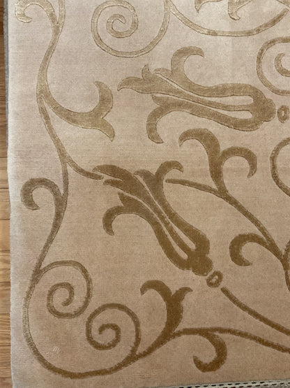 Tibetan Modern Rug with Silk, 6' x 9', in beige, ivory and tan - photo 4
