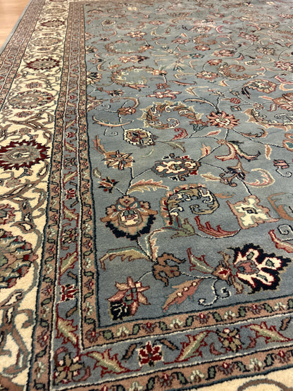 Vintage Indian Kashan Rug, 8' x 10', in baby blue, brown, grey and ivory - photo 4