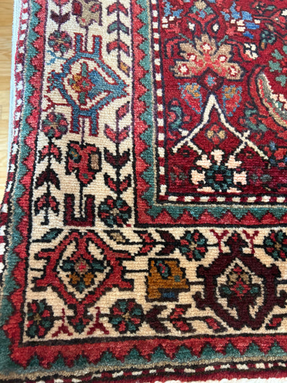 Vintage Persian Hamadan Runner, 3'8" x 9'11", in burgundy - photo 3