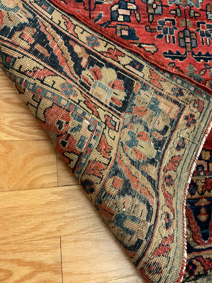 Antique Persian Sarouk Rug, 3'6" x 4'8", in baby blue, brick and navy - photo 3