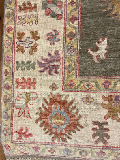 Afghan Oushak Rug, 8'1" x 9'10", in gold, ivory, olive and purple - photo 3