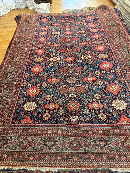 Antique Persian Sarouk Farahan Rug, 3'10" x 6'5", in blue, burgundy, green and navy - photo 4