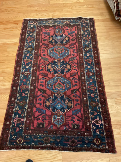 Antique Persian Lilian Rug, 3'6" x 5'10", in blue, brown, navy and red - photo 4