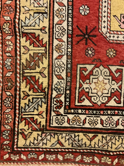 Antique Russian Kazak Runner, 3'6" x 8'1", in green, ivory, red and yellow - photo 3