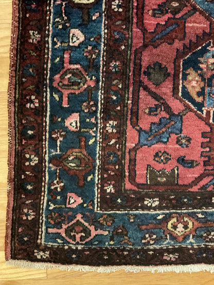 Antique Persian Lilian Rug, 3'6" x 5'10", in blue, brown, navy and red - photo 2