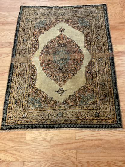Antique Persian Tabriz Rug, 3'5" x 4'8", in brown, ivory, rust and tan - photo 4