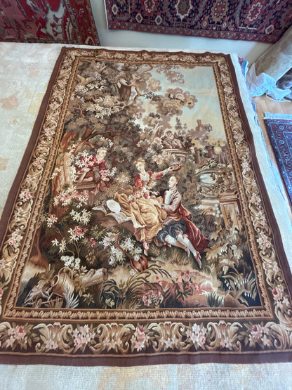 Sino Tapistry Tapestry with Silk, 5'1" x 7'1", in brown, green, rose and tan - photo 2