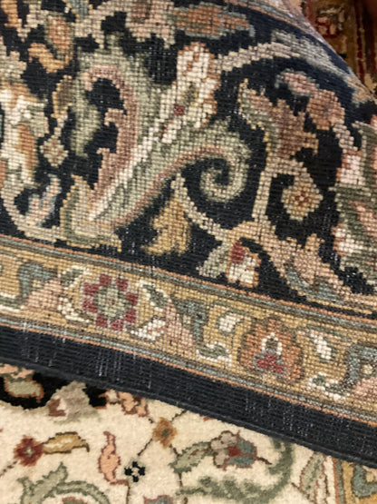 Indian Agra Jaipur Rug, 6'1" x 8'10", in beige, black, green and ivory - photo 4