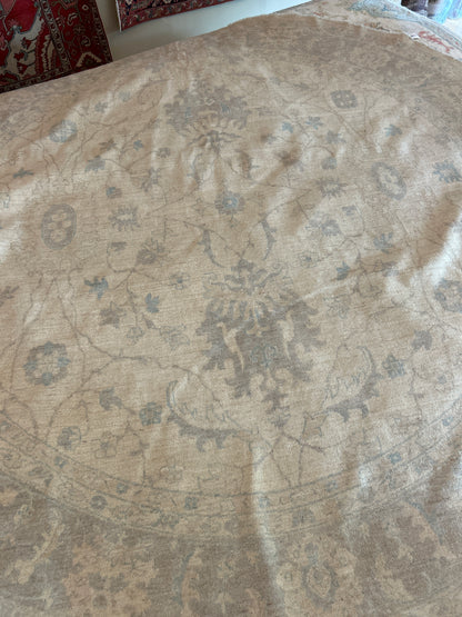 Pakistani Peshawar Rug, 10' x 10', in beige, grey and ivory