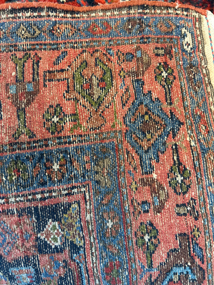 Antique Persian Malayer Runner, 3'1" x 16'6", in blue, gold, navy and red - photo 2