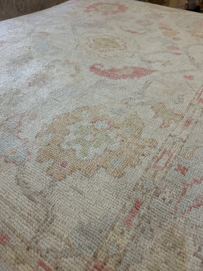 Afghan Oushak Rug, 3'10" x 5'10", in baby blue, grey, ivory and orange - photo 5