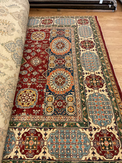 Pakistani Kazak Rug, 8' x 9'9", in blue, green, ivory and red - photo 2