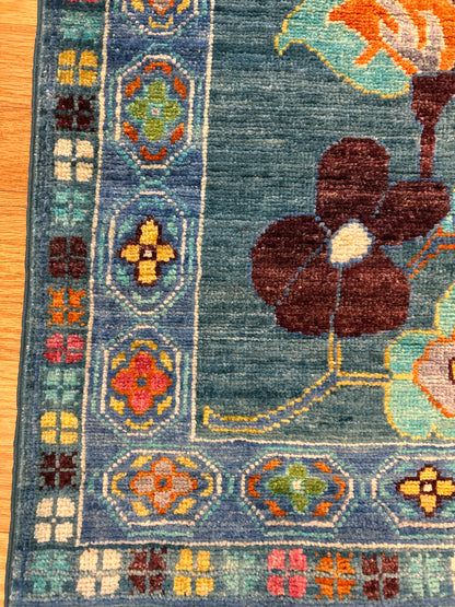 Pakistani Oushak Rug, 4' x 5'11", in navy - photo 2