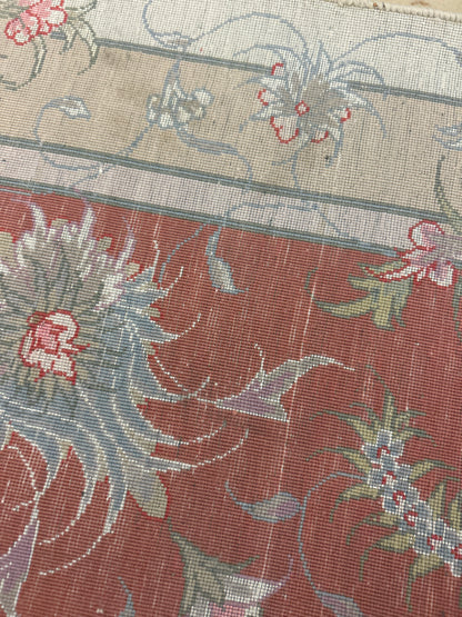 Persian Tabriz Rug with Silk, 8' x 11'6", in cream, grey and salmon - photo 3