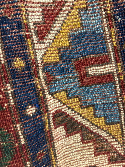 Antique Russian Lori Pambak Rug, 6'8" x 9'8", in blue, green, ivory and red - photo 3