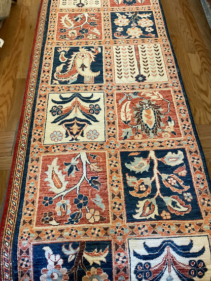 Afghan Baktarie Runner, 2'6" x 9'3", in ivory, navy, rust and salmon - photo 2