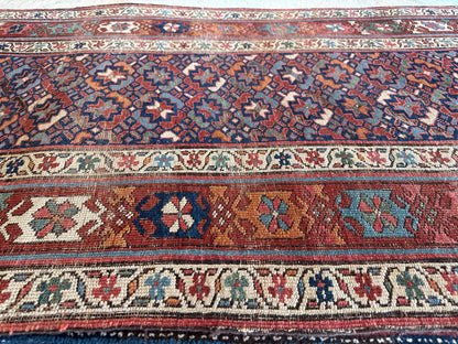Antique Persian Kurdish Runner, 3'5" x 16'10", in beige, burgundy, gold and navy - photo 3