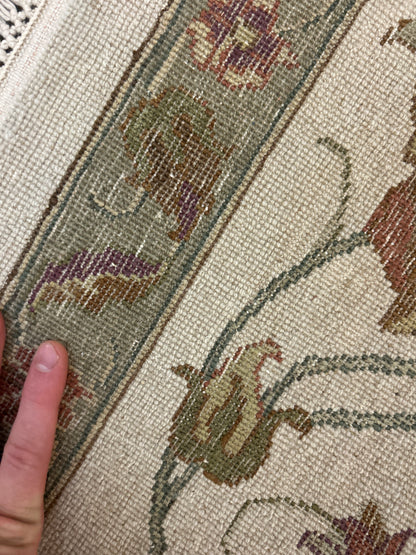 Indian Agra Jaipur Rug with Silk, 9' x 12', in brown, burgundy and ivory - photo 4