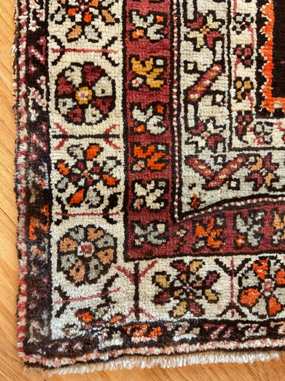 Vintage Turkish Anatolian Rug, 3'9" x 6', in brown, ivory, orange and red - photo 3