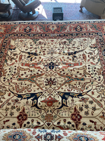 Afghan Bidjar Rug, 9'10" x 13'9", in green, ivory, navy and rust - photo 2