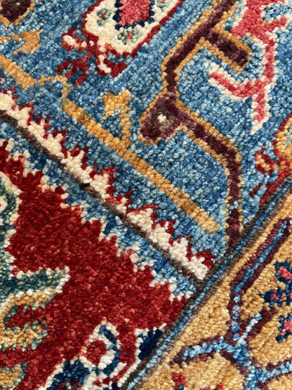 Afghan Kazak Runner, 2'7" x 9'11", in blue, gold, navy and red - photo 3