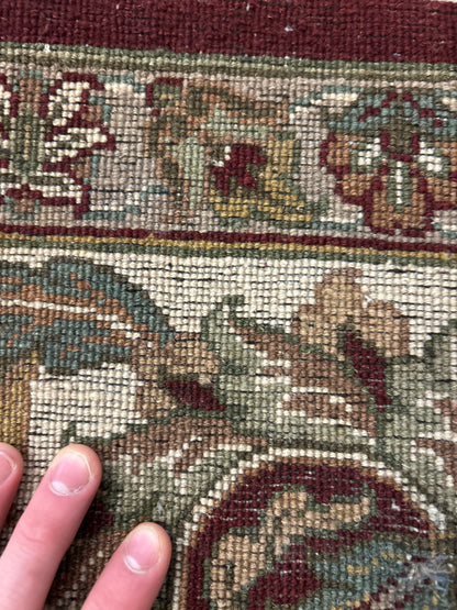 Indian Agra Jaipur Rug, 8'1" x 9'10", in burgundy, green and ivory - photo 4