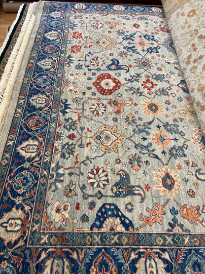 Afghan Mohal Rug, 8'3" x 9'8", in blue, ivory, navy and red - photo 2