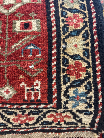 Antique Persian Kurdish Runner, 2'8" x 13'1", in ivory, navy and rust - photo 2