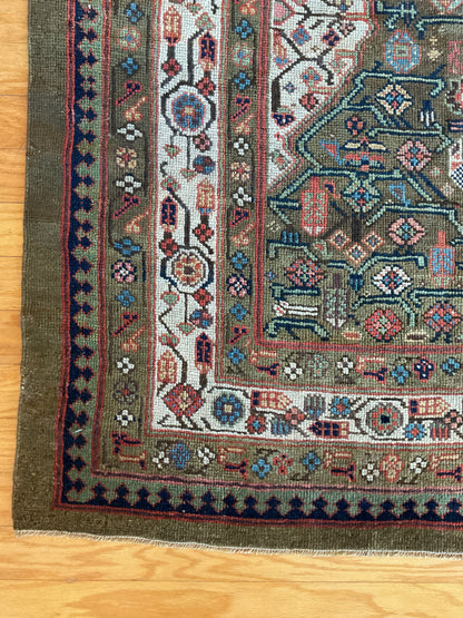 Antique Persian Sarab Rug, 5'1" x 8'8", in green, ivory, navy and red - photo 3