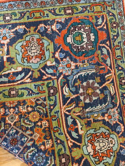 Vintage Persian Bidjar Rug, 10' x 13'9", in baby blue, brick and navy - photo 4