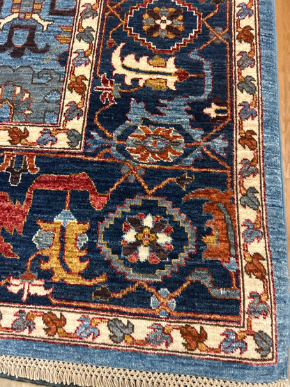 Afghan Mohal Rug, 8'5" x 10'3", in blue, gold, ivory and red - photo 2