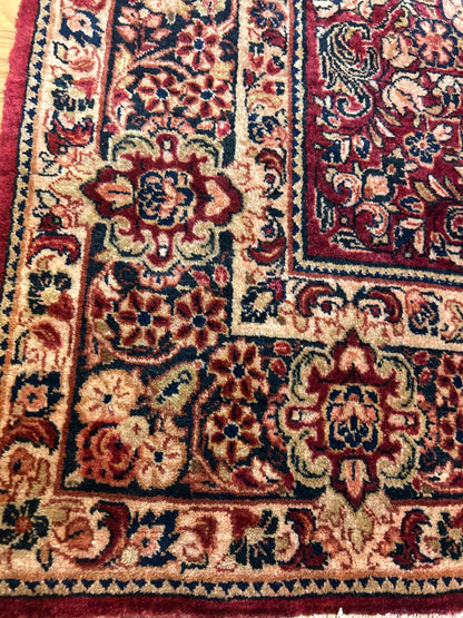 Antique Persian Sarouk Runner, 6'1" x 11'7", in burgundy, ivory, navy and salmon - photo 4
